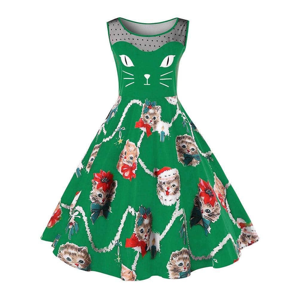 Vestido de gatito navideño de talla grande