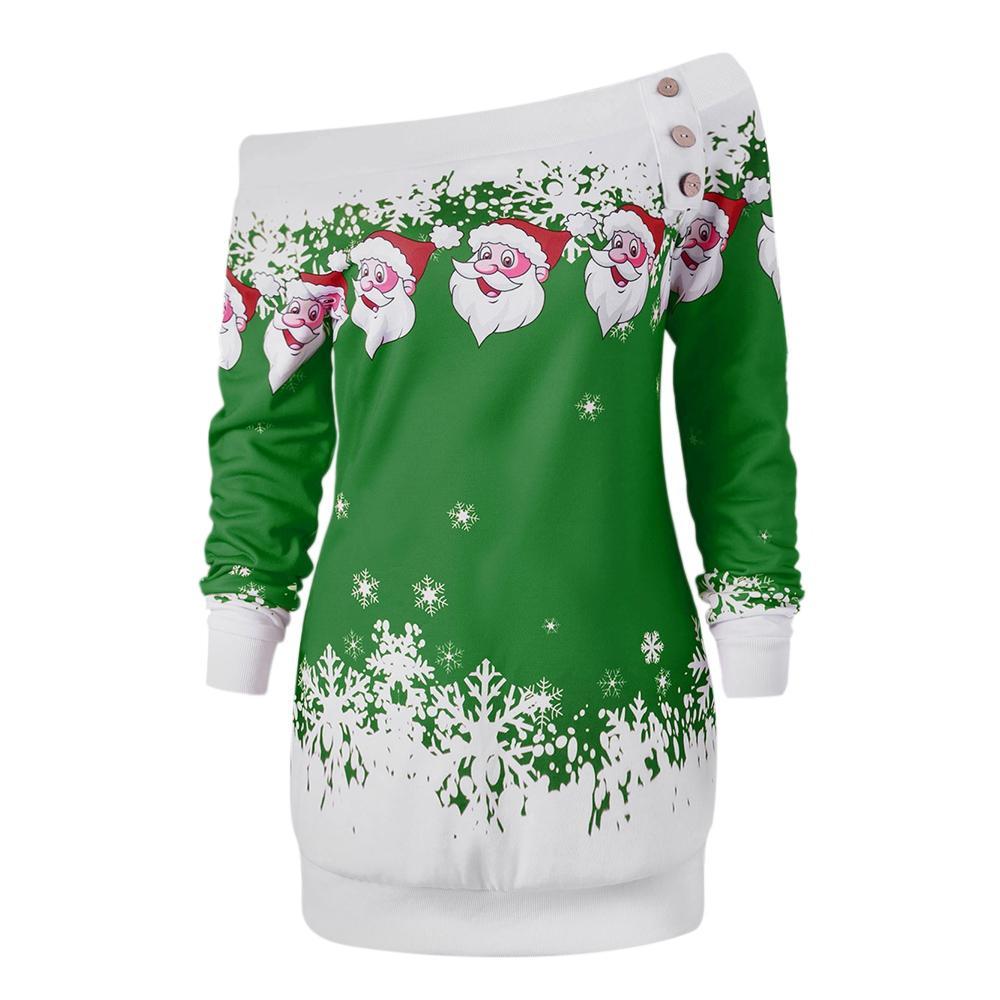 Santa Snowflakes scheef nek sweatshirt