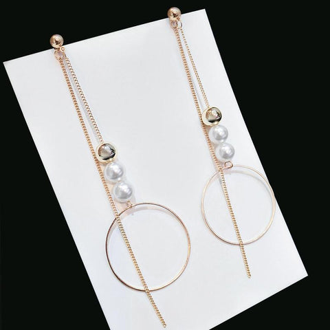Hanging Hoop Pearl Bead Earrings - Theone Apparel