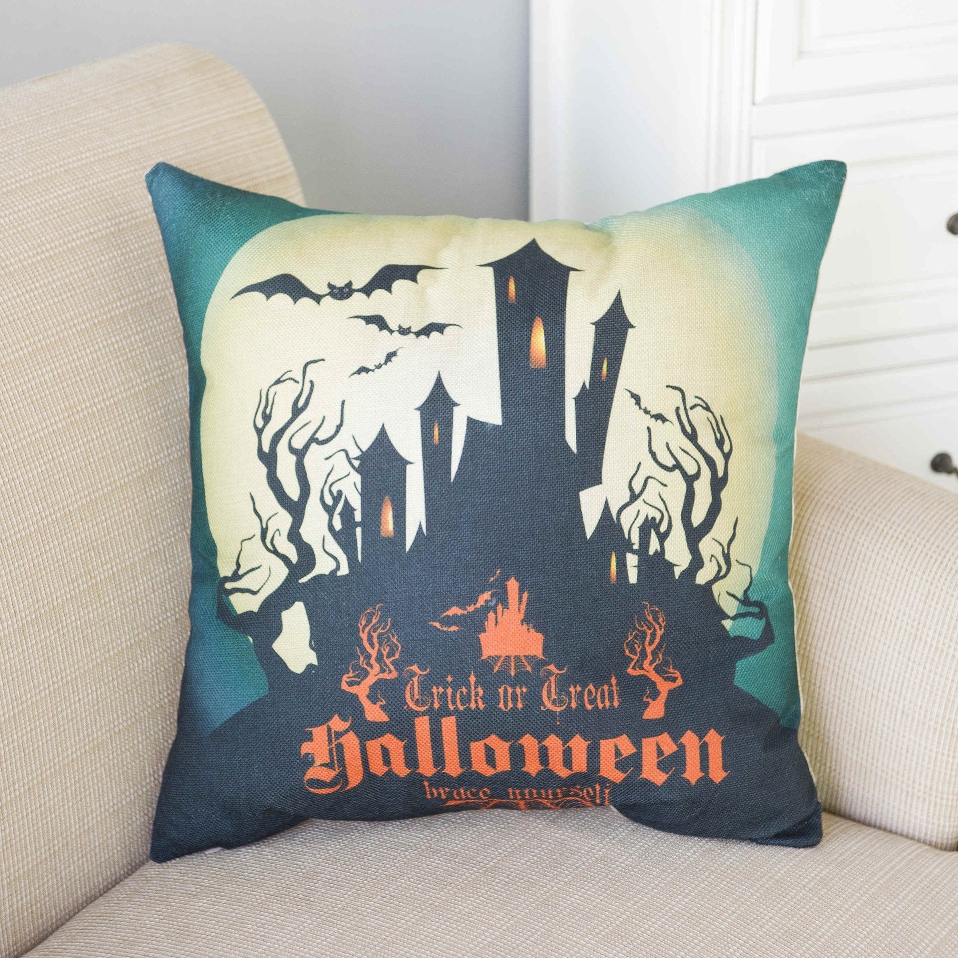 Haunted Halloween Print Pillow Covers-601-0051-S20-Theone Apparel