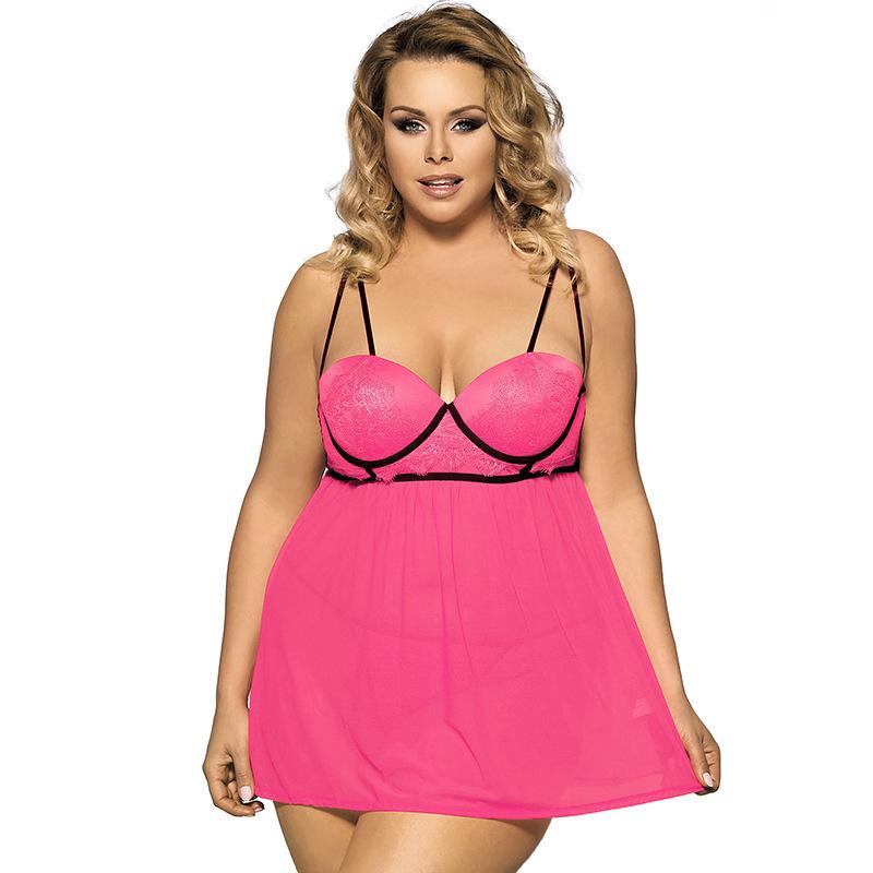 Mini vestido de Babydoll Lacy Babydoll, com tiras plus size