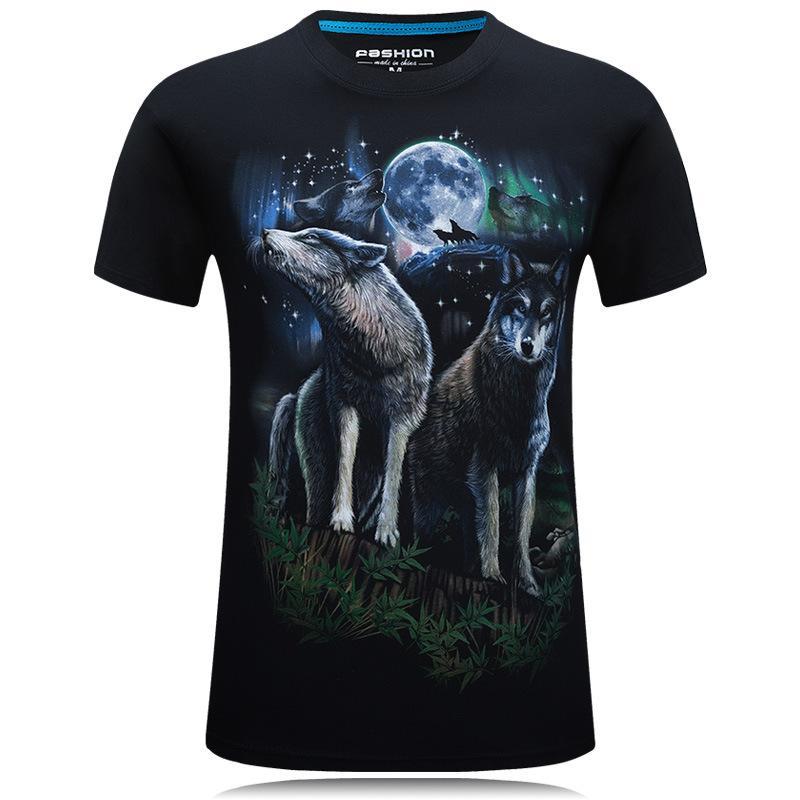 Camisa de paisaje del dúo de lobos aulladores