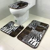 जंगली पशु प्रिंट स्नान चटाई सेट में