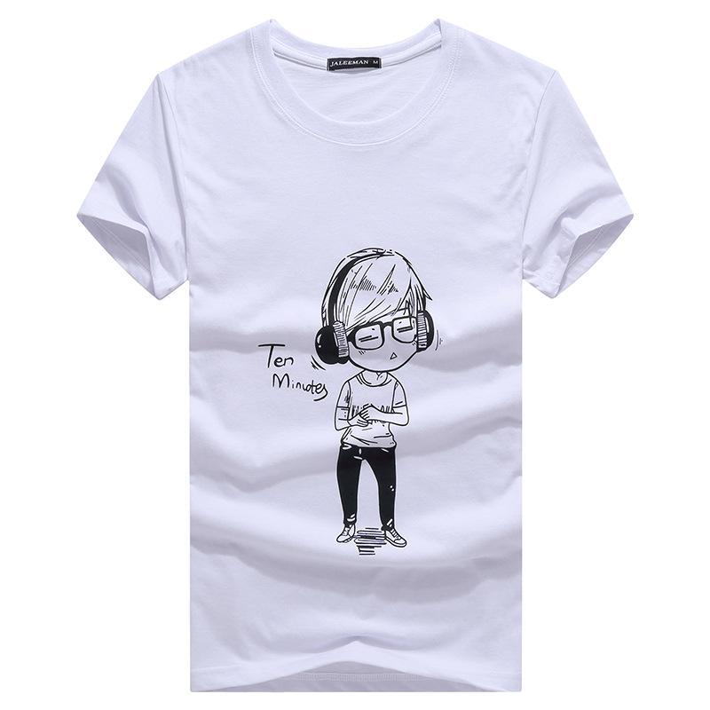 Jamming Out Cartoon Illustrated Shirt-White-Theone Apparel