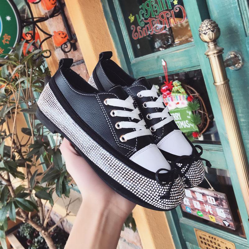 Jeweled Bow Platform Sneaker Shoes-Black-Theone Apparel