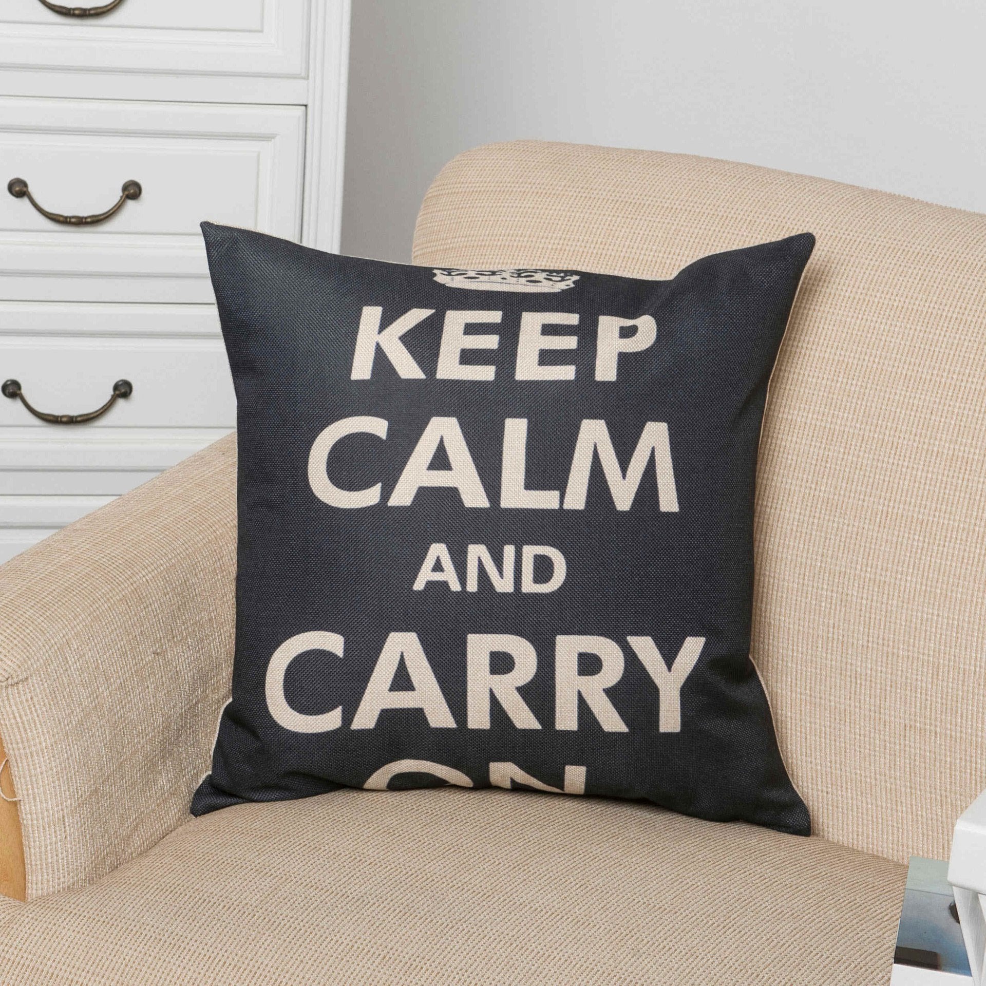 Keep Calm Carry On Pillow Cover-601-0031-S2-Theone Apparel
