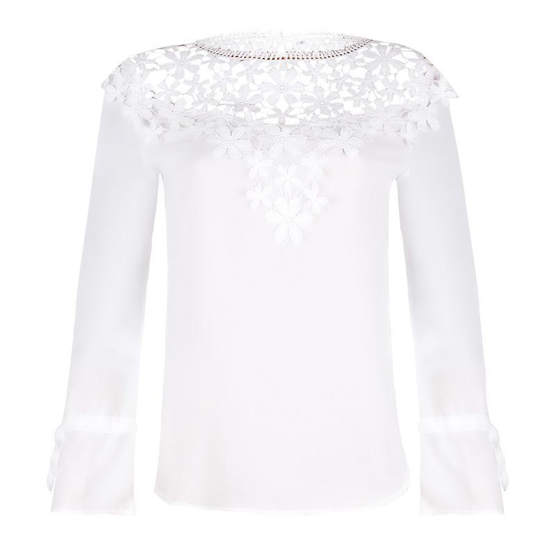 Lace borduurpolspols blouse