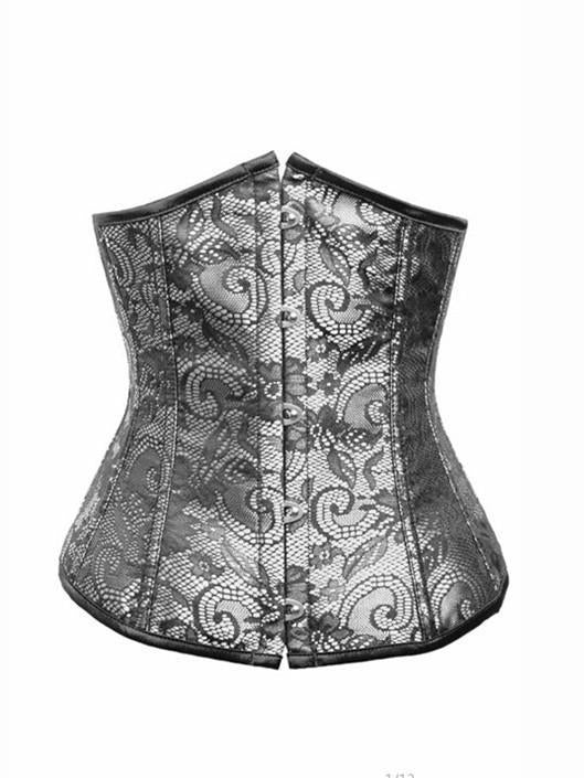 Lace Up Waist Cincher Corset-Silver-Theone Apparel