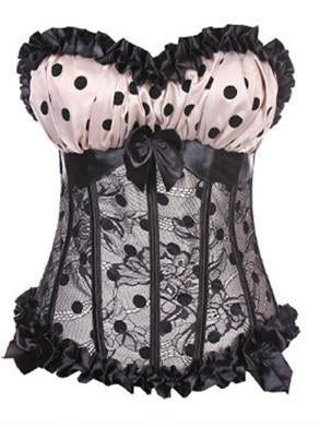 Lacy Dots Corset Top-Pink-Theone Apparel