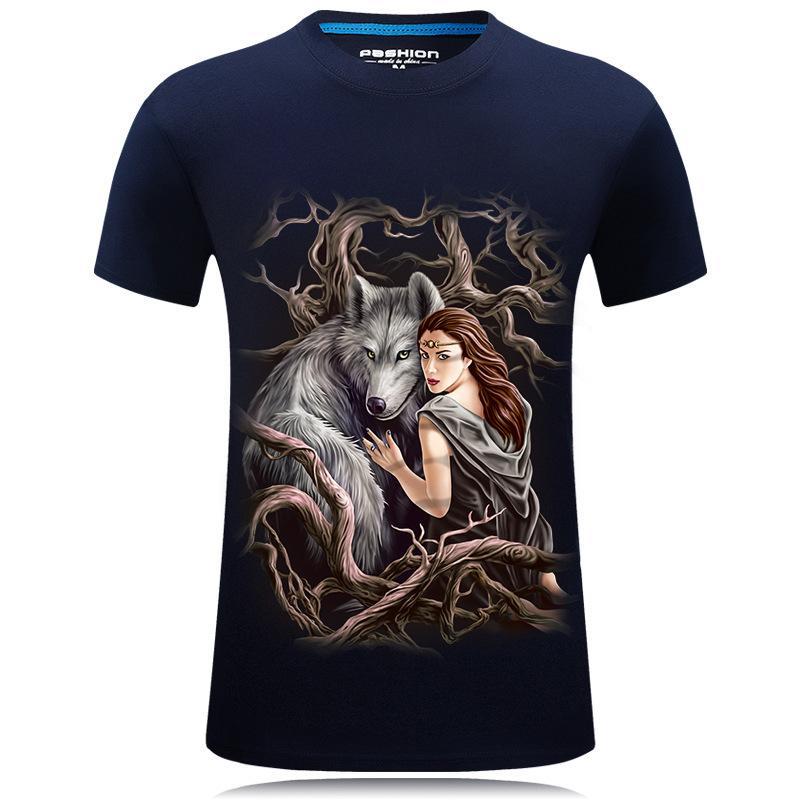 Camiseta con estampado de dama y su bestia