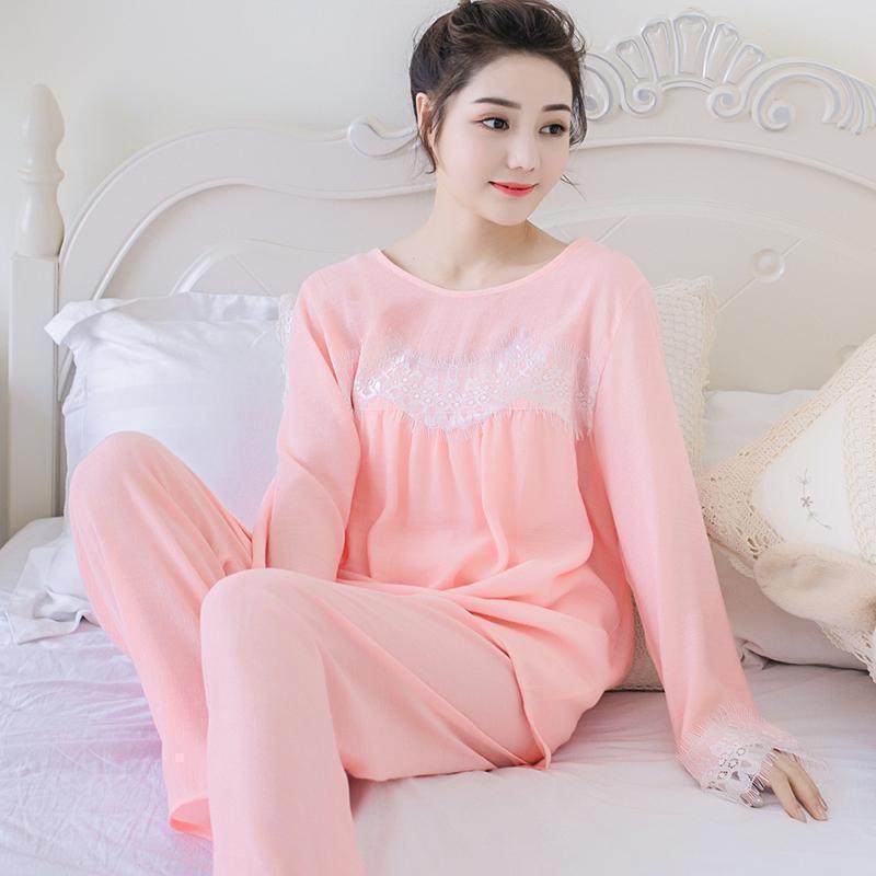 Lightweight Lace Cuff Sleepwear Set-Pink 2-Theone Apparel