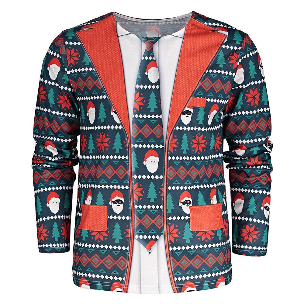 Long Sleeve Crew Neck Snowman Shirt-Blue-Theone Apparel