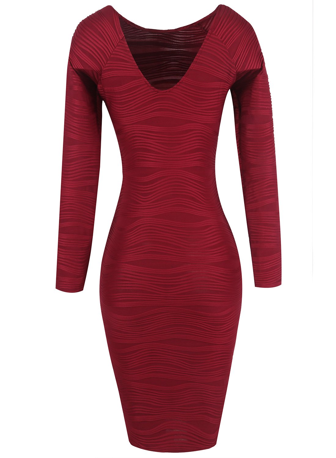 Wave Mesh Overlay Sheath Dress