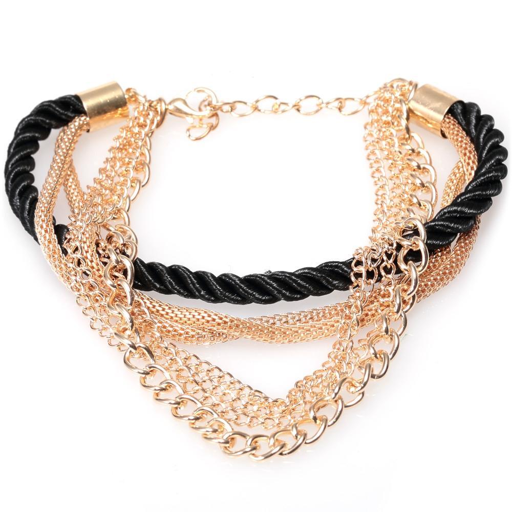 Multilayer Hand Woven Womens Bracelet-Black-Theone Apparel