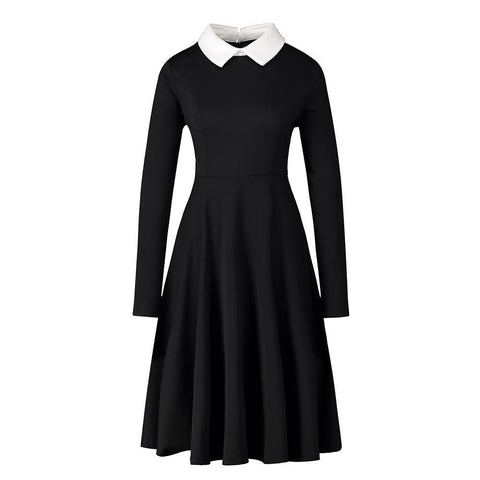 Nun Collar Black Sweater Dress