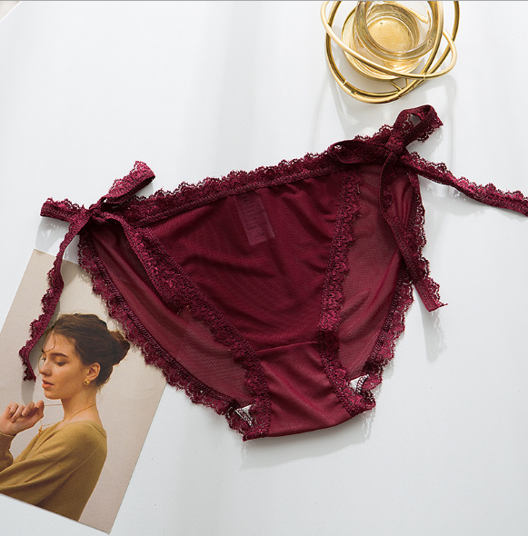 Elegant lace Briefs Underwear with Bow Tie Hips