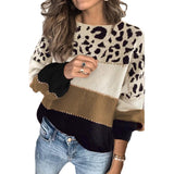 Sweater lengan panjang tri-warna dengan cetakan binatang