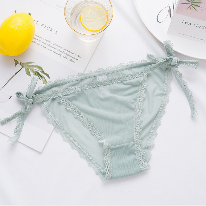 Elegant lace Briefs Underwear with Bow Tie Hips