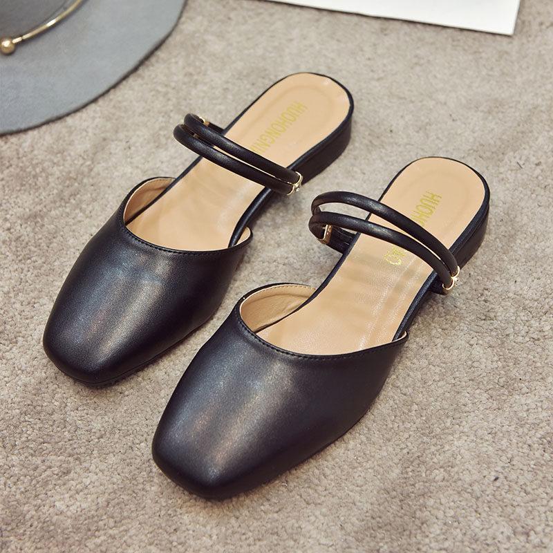 Open Ankle Strap Ballet Slides