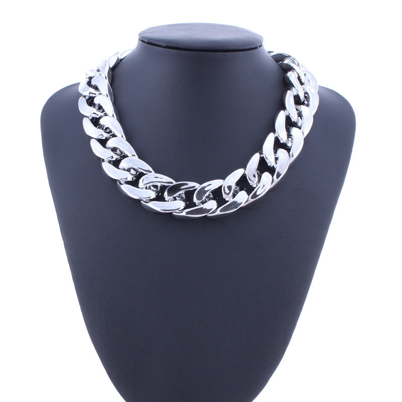Oversized Silver Chain Necklace-Silver-Theone Apparel