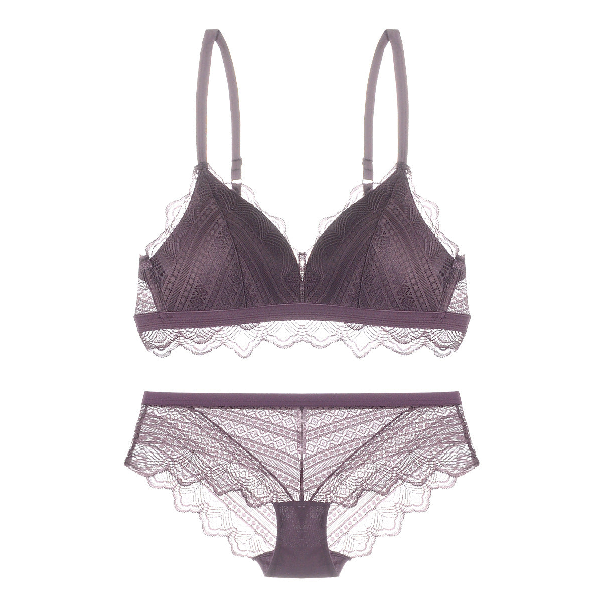 Patterned Statement Bra and Panty Set-Light Purple-Theone Apparel