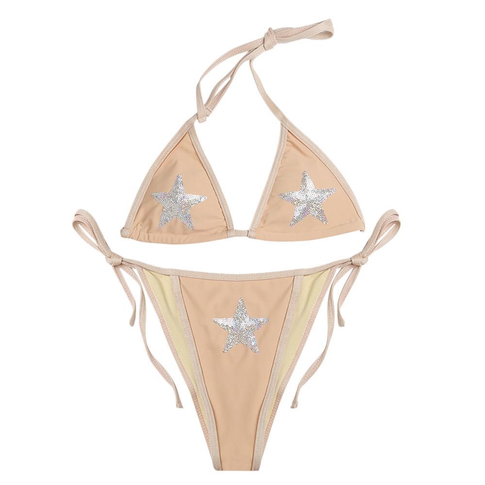 Silver Stars Halter Neck Bikini