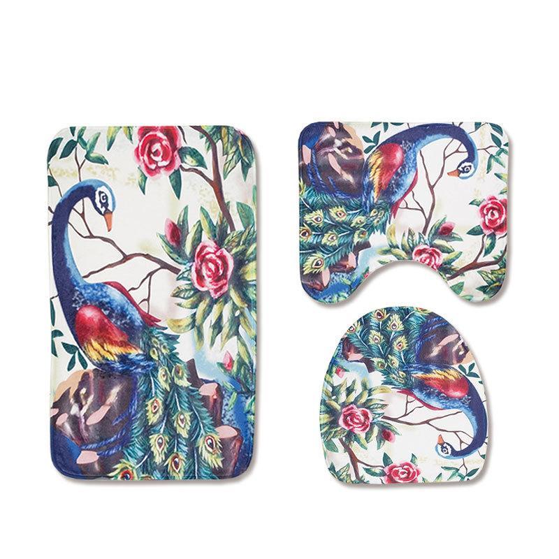 Peacock and Peonies Bath Mat Set