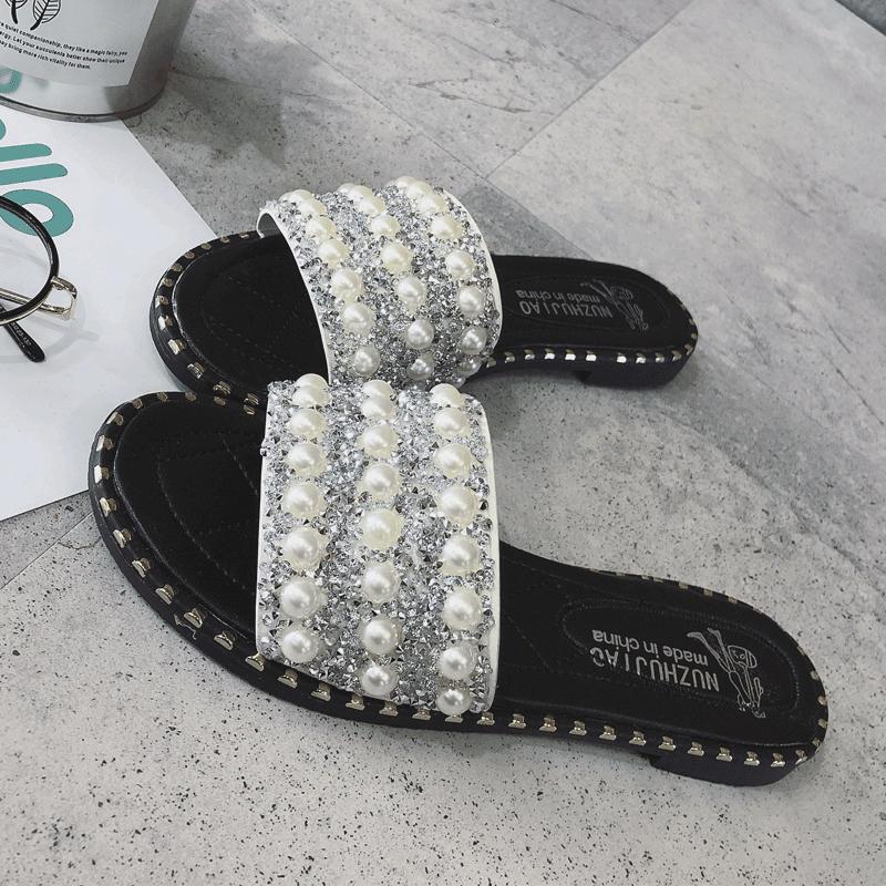 Pearl ingelegde knipperg slippers