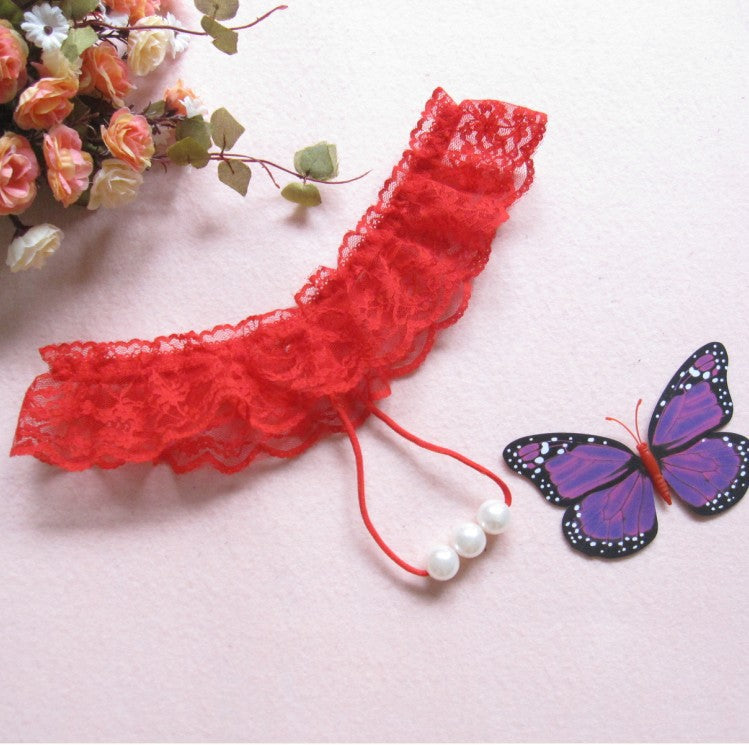 Pearls in Pocket Skirted G String-Red-Theone Apparel