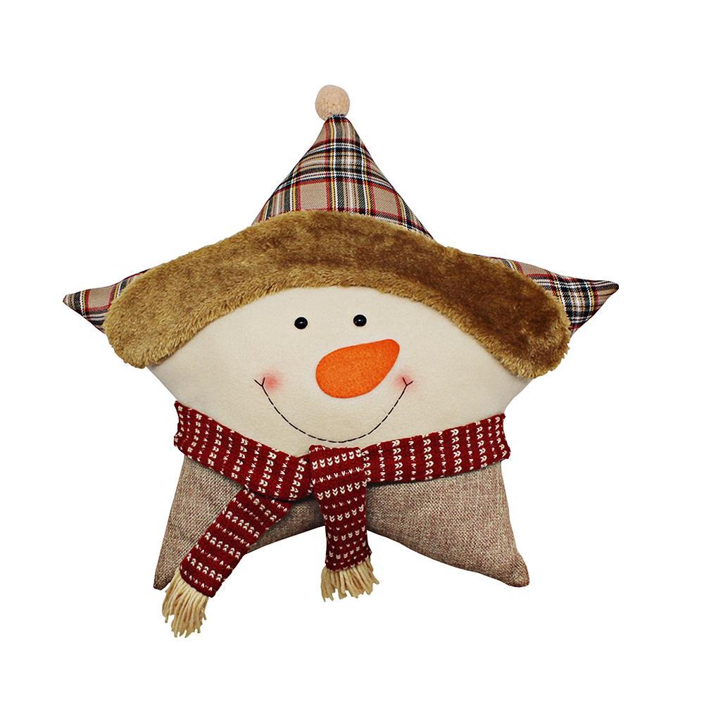 Pentagram Shaped Snowman Throw Pillow