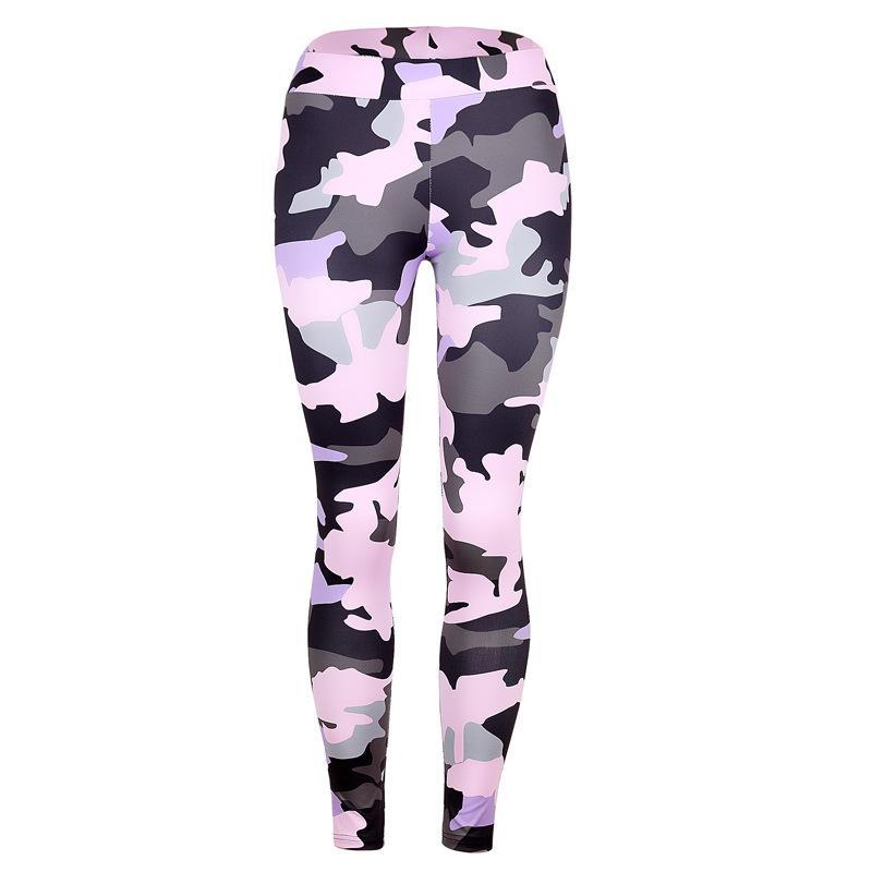 Leggings deportivos con estampado de camuflaje en escala de grises