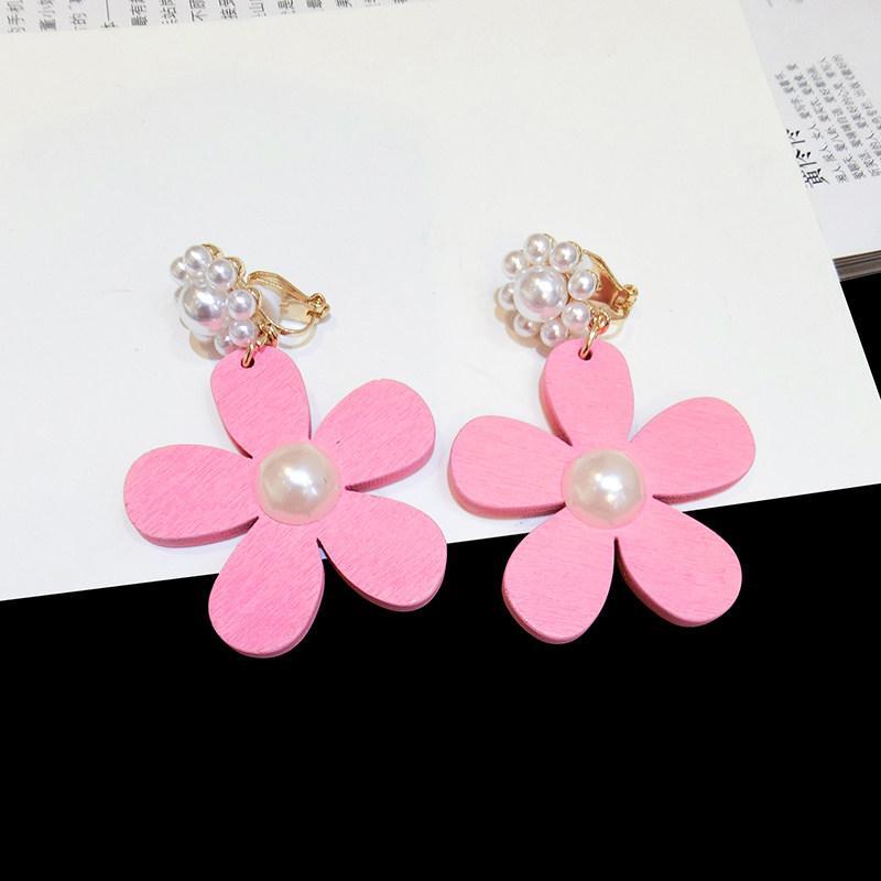 Roze Pearl Daisy Flower oorbellen