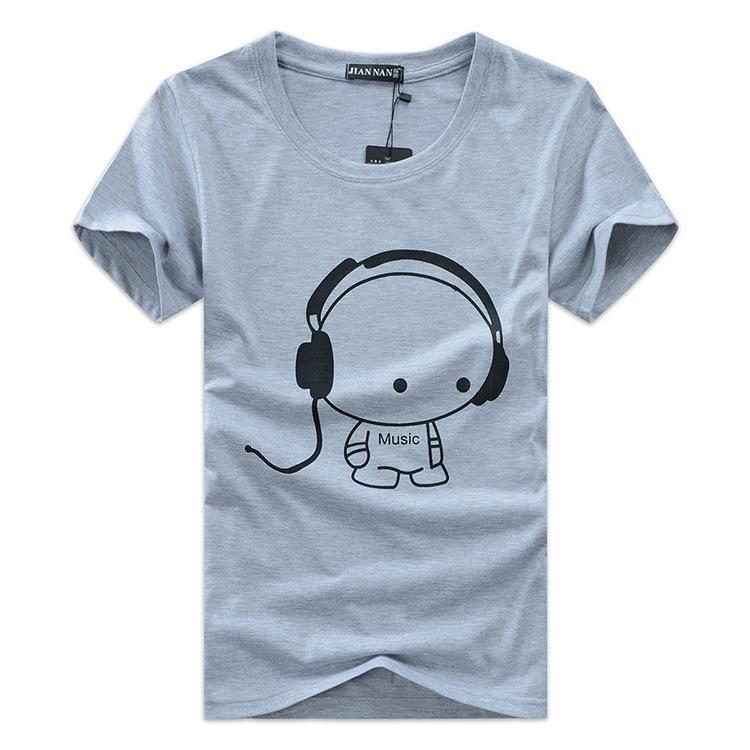 Plug in Headphone Graphic Shirt-Gray-Theone Apparel