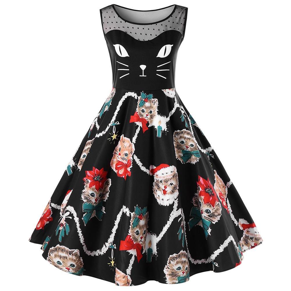 Plus Size Christmas Kitten Dress