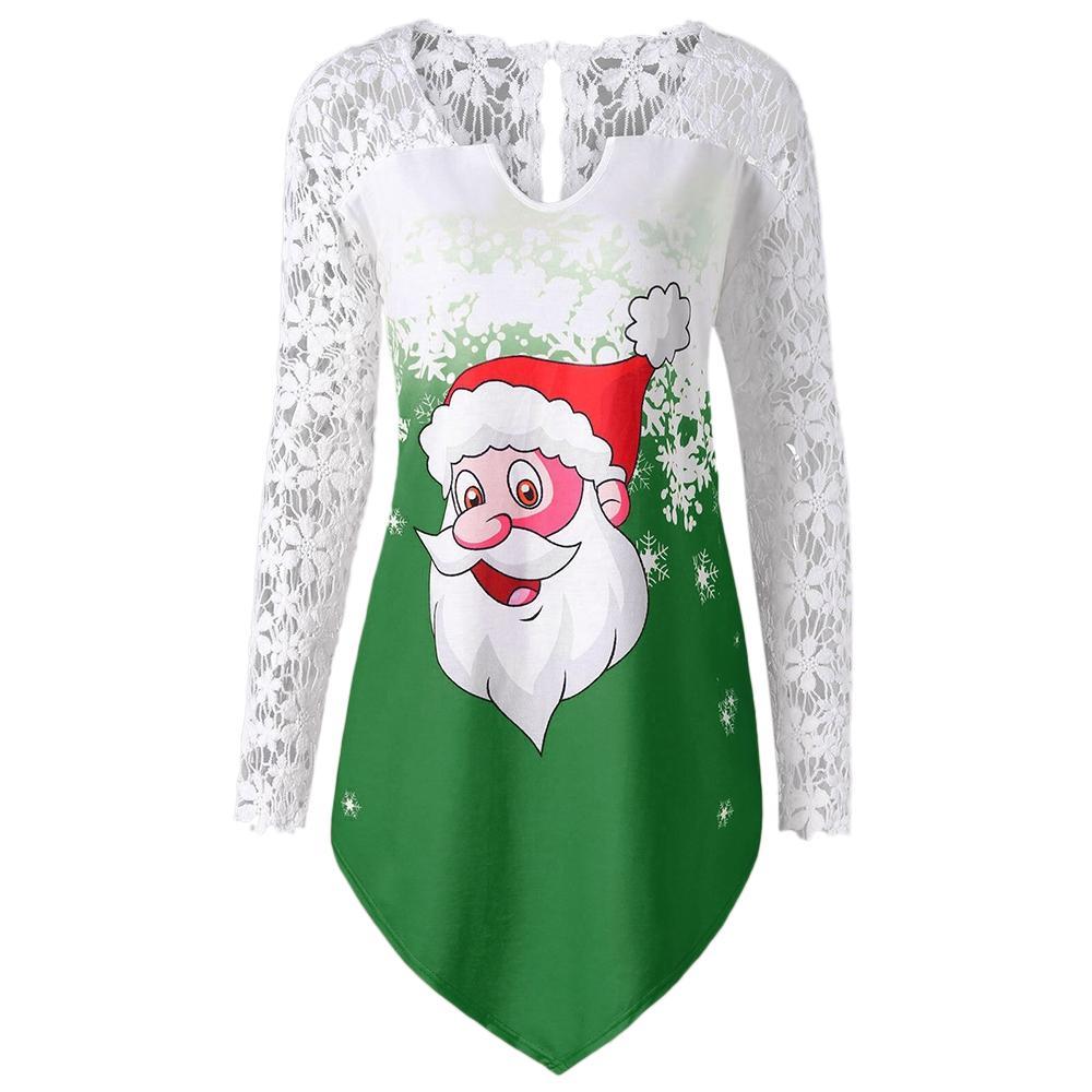 Plus Size Santa Claus Christmas Shirt-Green-Theone Apparel