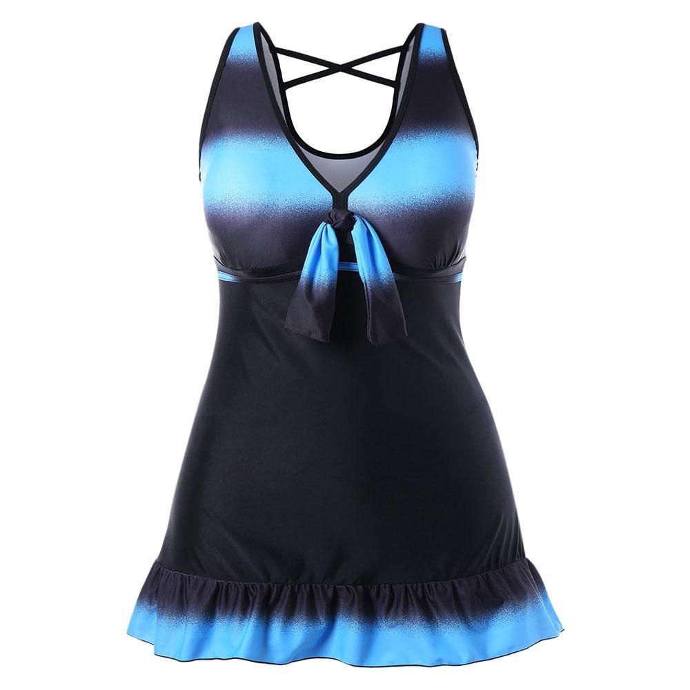 Tankini com skirted de tamanho grande com boyshorts