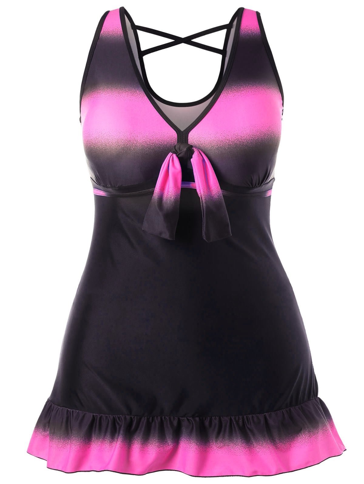 Tankini com skirted de tamanho grande com boyshorts