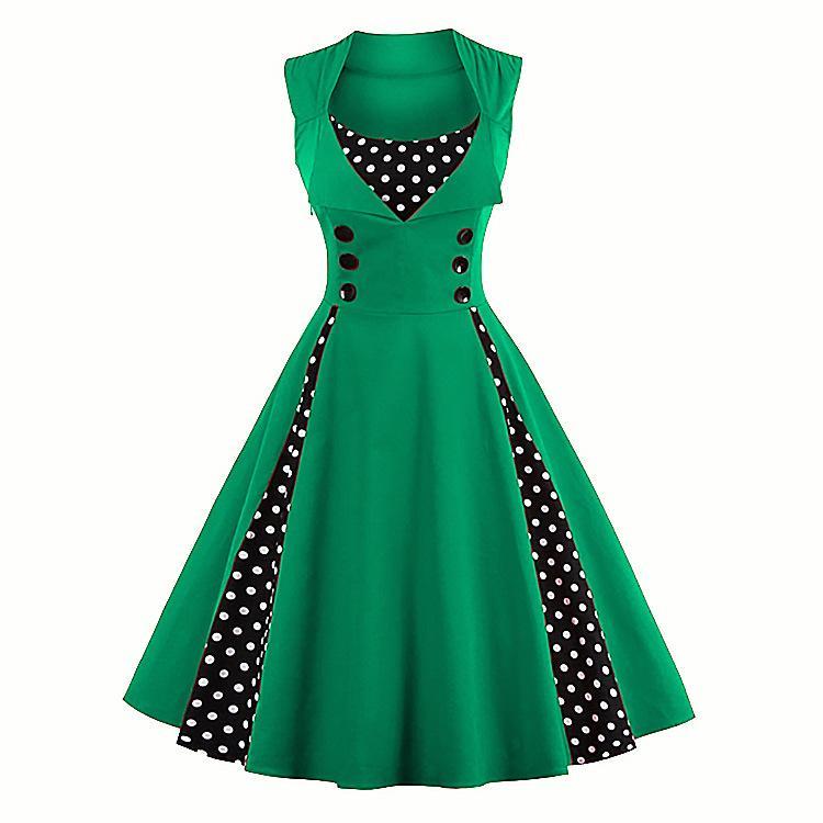 Polka dot ploegen retro flair jurk