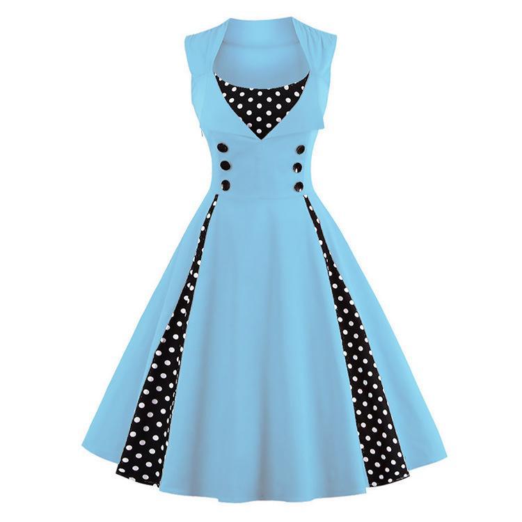 Polka dot ploegen retro flair jurk