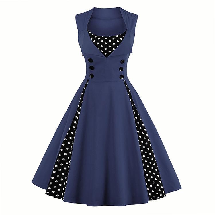 Polka dot ploegen retro flair jurk