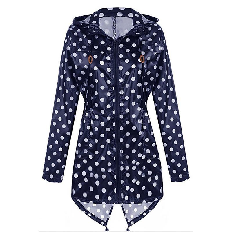 Polka dot print hoodie trench jas