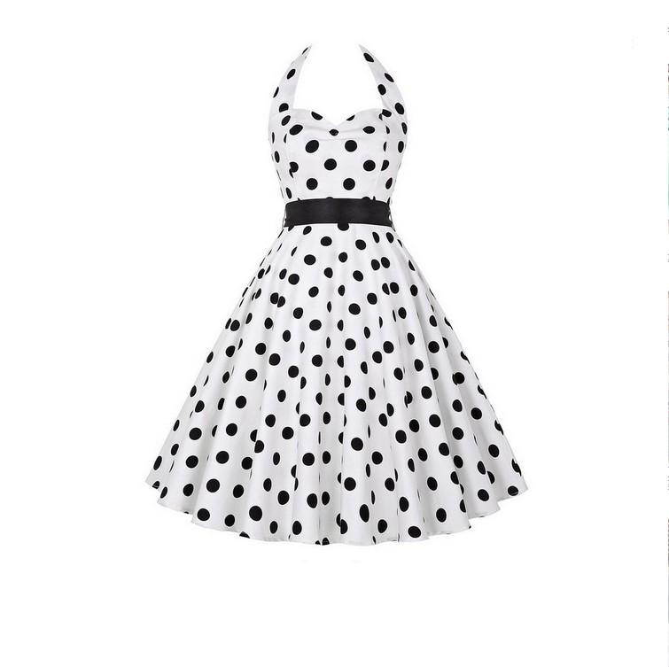 Polka Dot Retro Pleat Dress-Theone Apparel