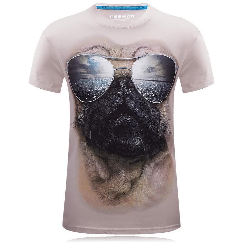 Pug With Shades Silly Face Shirt-Khaki-Theone Apparel