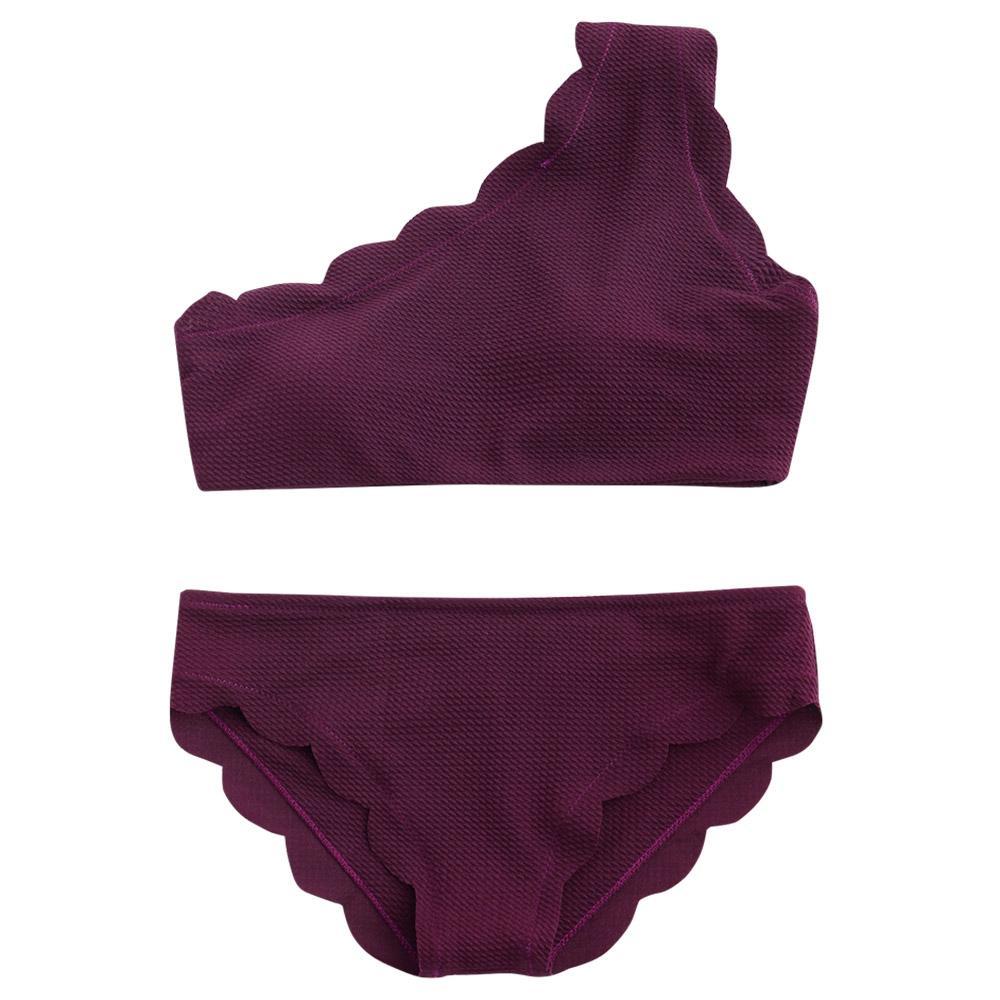 Set di bikini smerlato da donna a spalla