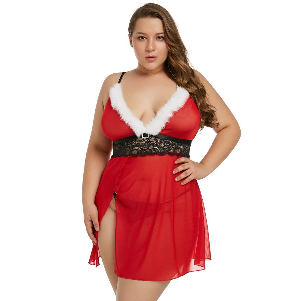 Mini vestido sexy de Papá Noel de talla grande