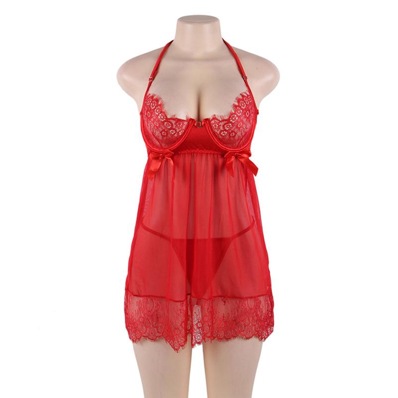 Plus size pure kant babydoll mini -jurk