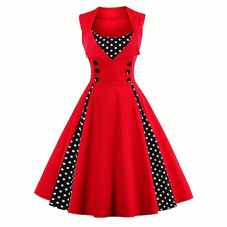 Polka dot ploegen retro flair jurk