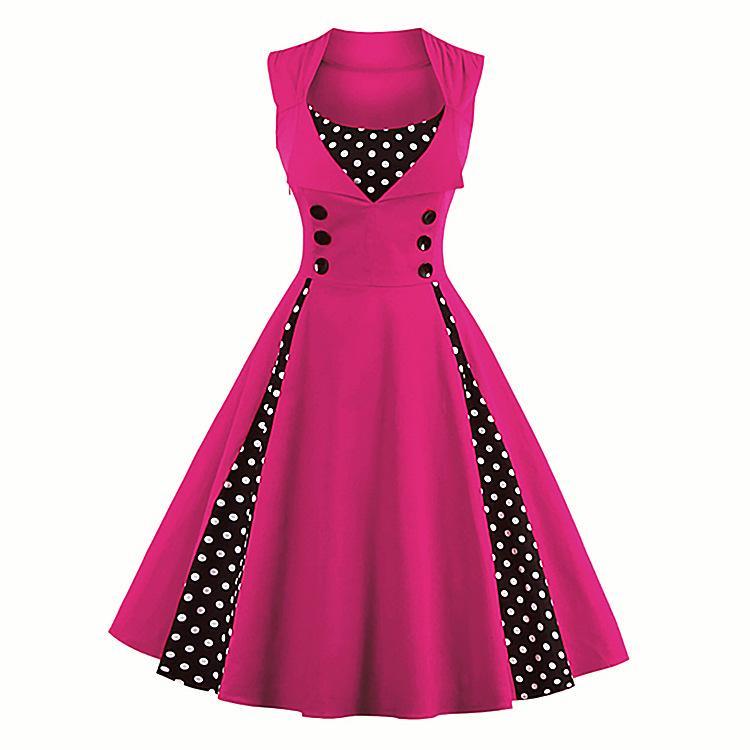 Polka dot ploegen retro flair jurk