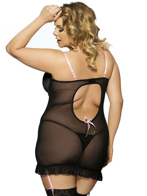 Ruffled Plus Size Garter Babydoll - Theone Apparel