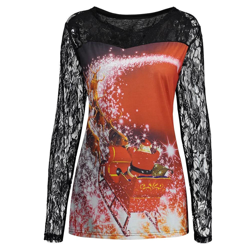 Santa and His Reindeer Plus Size Shirt-Black-Theone Apparel